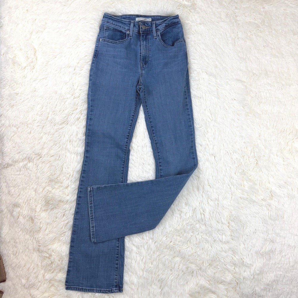 Levi's 725 High Rise Bootcut Jeans Women 27 Blue Stretch Denim Medium Wash